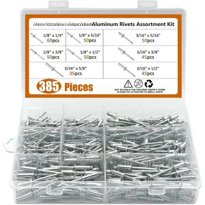 385 count 8 Sizes  Blind Rivets, Pop Rivets Assortment Kit ()