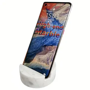 Luxurious High-end Marble Cell Phone Stand Holder for Cellphone Tablet On Desk, Countertop, Table, Nightstand. Heavy Solid Real Stone Mobile Phone Stands,Home Decoration