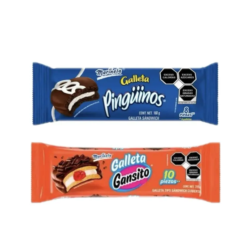Marinela Galleta Pingüino 160g y Gansito 215g Marinela Galleta Pingüino 160g y Gansito 215g