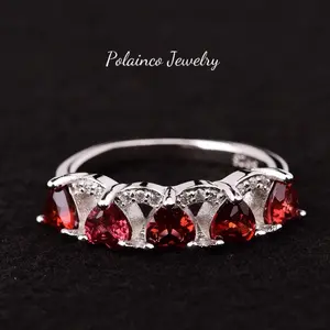 Gem Crown Half Eternity Band with Heat Gemstones- 18k White Gold plated over S925- Gem Ring for Women