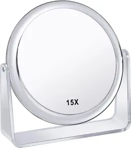 15X Magnifying Makeup Mirror for Desk Double Sided 1X/15X Desk Mirror,Portable Table Small Standing Magnifying Mirror for Cosmetic