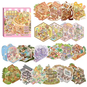 20 Sets DIY 3D Sticker Scene Collection album for Kids Adults Cute Make Your Own Shop House Stickers for Gifts Stickers Therapy for Adult Relief Stress Pass The Time Play Park Hamburg Castle Library,vintage artistic craft Multi-Style Pet