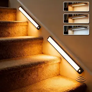 2-Pack LED Motion Sensor Under-Cabinet Lights, Magnetic Installation, Adjustable Three Colors, USB Rechargeable, Indoor Night Light