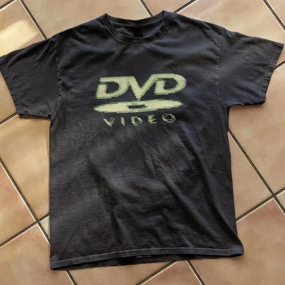 DVD Video nostalgic green logo, Vintage gaming T-Shirt, 2000s aesthetic, Retro good shirts tiedye mugshot shirt breezy shirt Cotton Menswear Rubber Ducky Clip