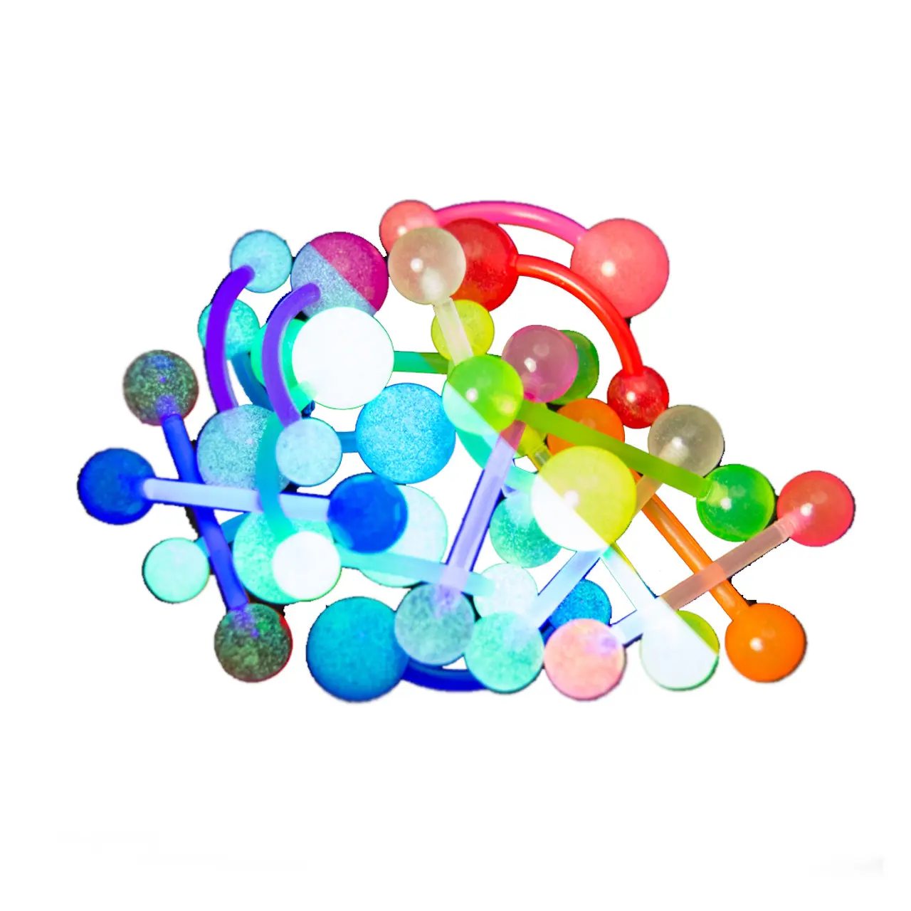 20 Mixed Glow Bio-Flex Body Jewelry Pack - 14ga Bioflex/Acrylic Belly and Straight Bars