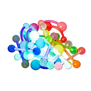 20 Mixed Glow Bio-Flex Body Jewelry Pack - 14ga Bioflex/Acrylic Belly and Straight Bars