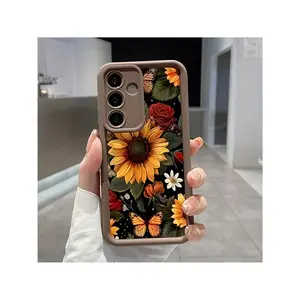 Phone Case For Samsung Galaxy S25 Ultra S24 Plus S23 S22 + Sunflower Pattern Shockproof Silicone TPU Bumper Drop Protection Cellphone Cover Gift For Girls And Women