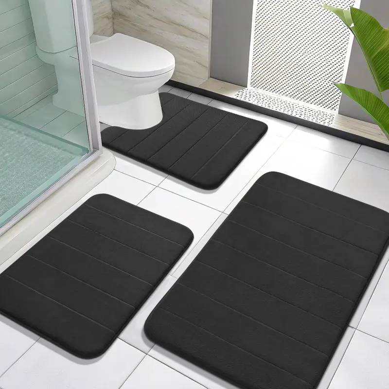 Bathroom Anti-Slip Combo: U-Shaped Toilet Seat Cover + Shower Floor Mat + Bathtub Safety Mat, Full Set Included 80*50+61*43cm/50*80+50*61+43*61cm