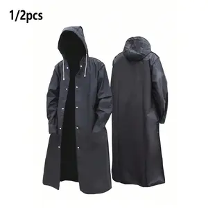 1/2pcs Unisex Waterproof Long Sleeve Hooded Raincoat, Windproof, Quick Dry, Ideal for Cycling and Outdoor Adventures, Foldable and Portable