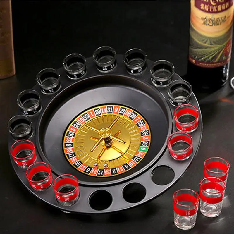 Shot Glass Roulette Drinking Game – 17-Piece Red/Black Set,Party Drinking Game,Multiplayer Party Drinking Board Games for Holiday and Travel Gatherings, Adult Tabletop Game,game night