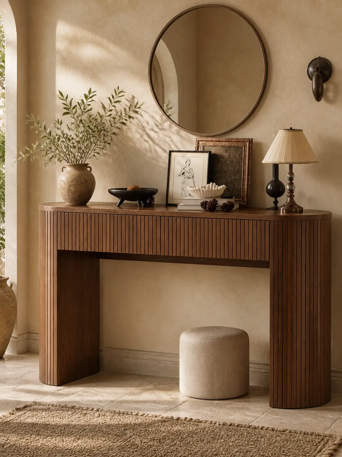 【SummerFinds】ONBRILL 55/63 Inch Console Table with 2 Drawers, Fluted Entryway Tables with Storage, Sofa Table Behind The Couch, Hallway Tables, Mid-Century Modern Foyer Table for Entryway, Hallway, Living Room,dorm essentials,home decor