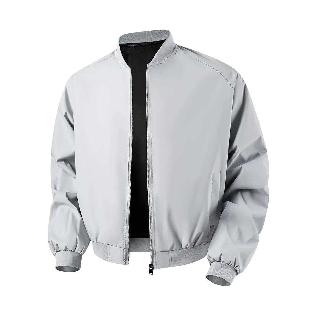 Men’s baseball jacket, solid color minimalist style, lightweight and breathable, thin jacket suitable for outdoor casual wear in spring and autumn.