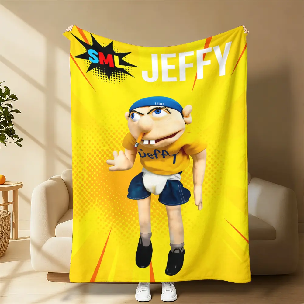 Jeffy SML Yellow Chick Ultra-Soft Plush Throw Blanket - Iconic Puppet Design, Bold Pop Art, 4-Season Textile, Thoughtful Gift for SML Fans, Room Decor for Space, House Decor for Sons Daughters