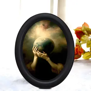Universe Style Earth Guardian Decoration Painting, Retro Atmosphere Desktop Ornament, Earth Theme Art Piece, Unique Wall Decor