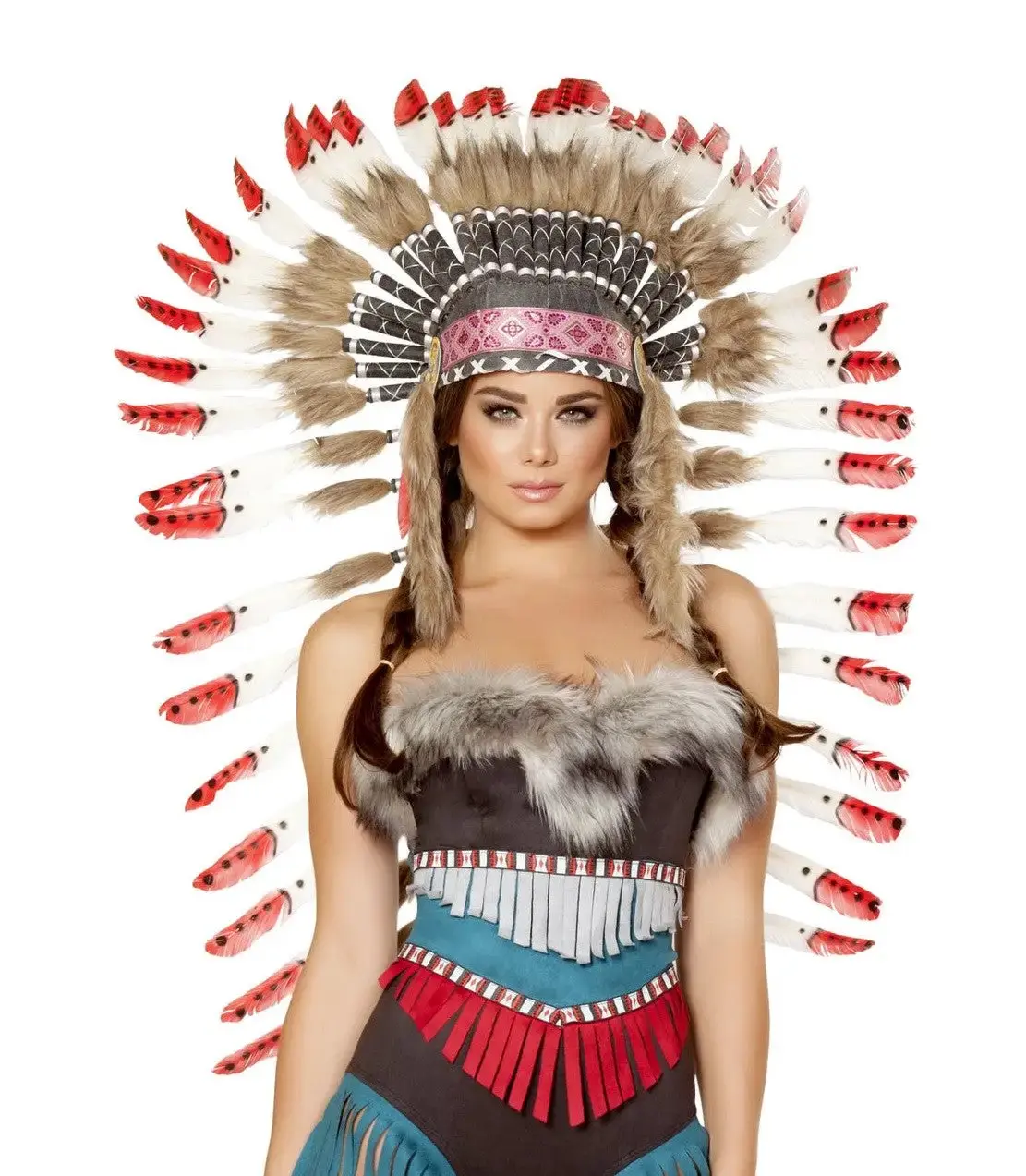 H4727 - Indian Headdress with Red Tips H4727 - Indian Headdress with Red Tips
