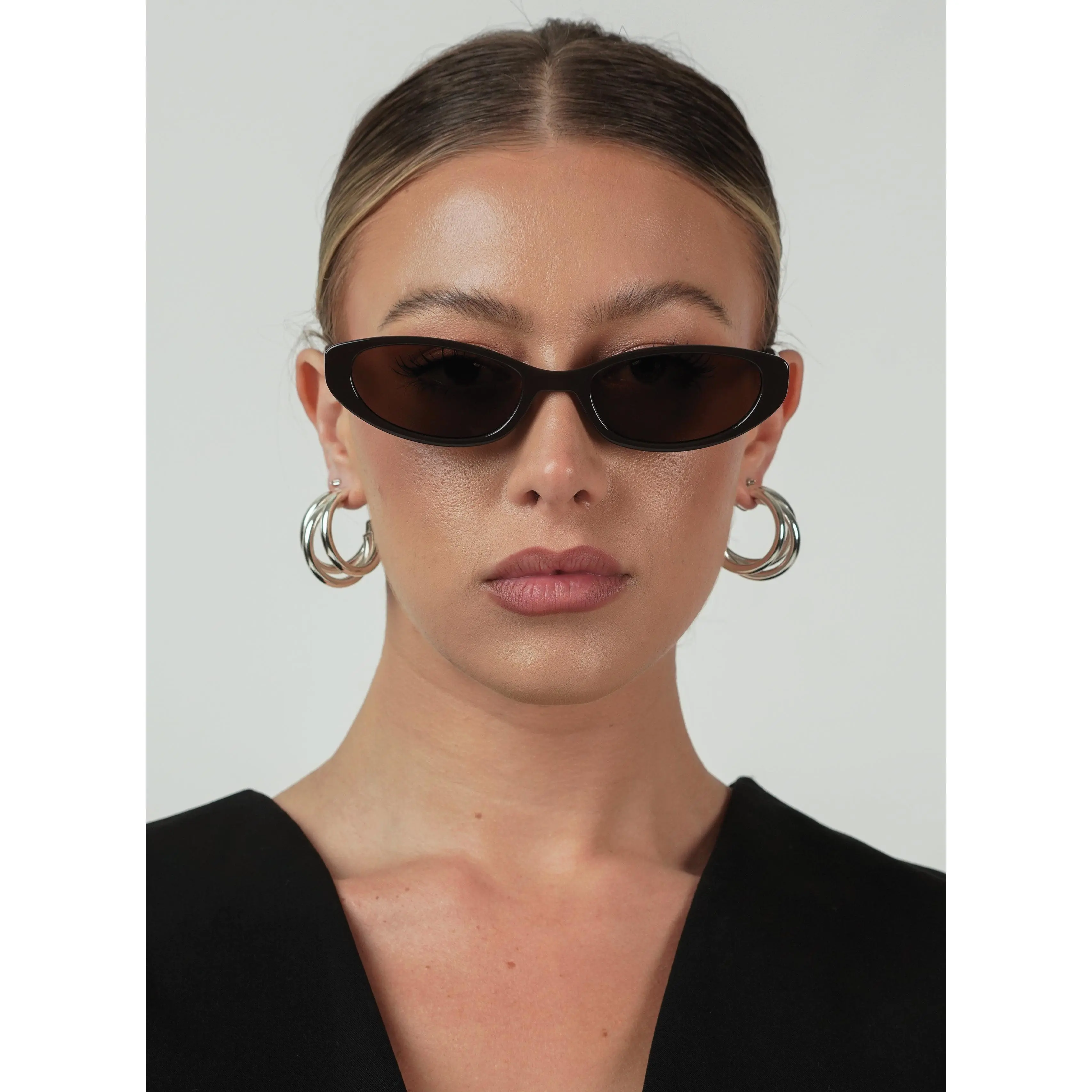 OTRA Lulu Modern Cat-Eye Sunglasses -Dark Chocolate Frames with