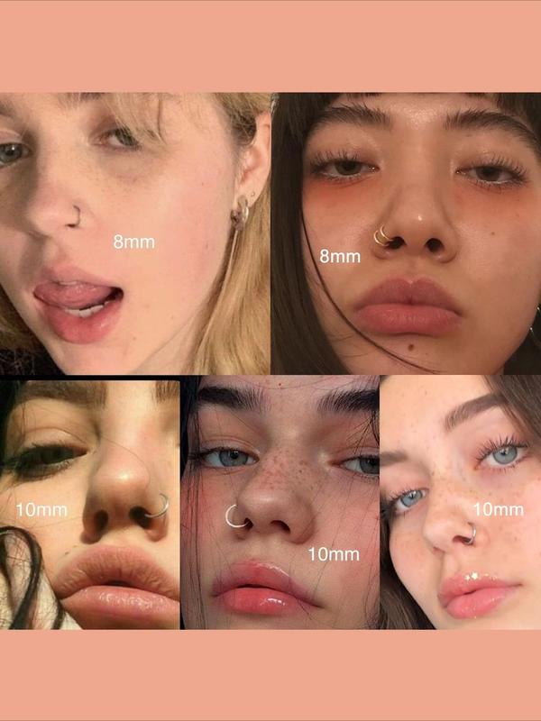 5Pcs G23 Titanium Nose Rings Hoops 20G 18G 16G Clicker Hinged Piercing Hoop Body Piercing Rings for Septum Cartilage Daith Rook Lip Tragus Helix Conch Ear Lobe Earrings Hypoallergenic Nose Piercing Jewelry Women Men 6/7/8/9/10mm