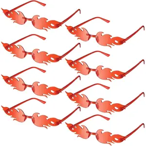 4/8 Pairs Fire Flame Glasses Rimless Flame Fire Sunglasses for Women Men Halloween Spirit Week Cosplay Decor