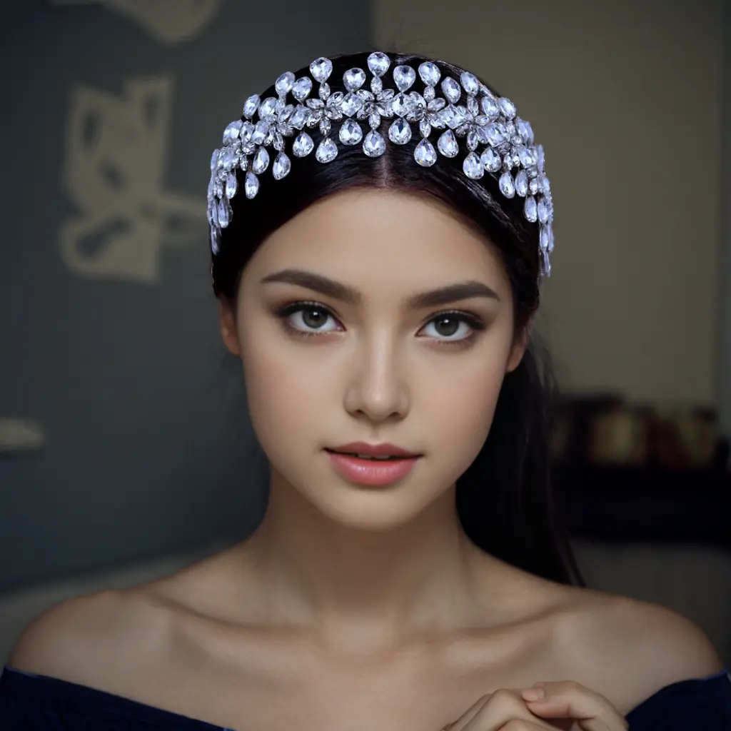 Luxury Silver Crystal Bridal Headband, Handmade Rhinestone Headpiece for Brides, Glamorous Wedding Party Hair Accessory
