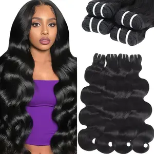 Soft Full Human Hair Bundles for Sew In, Natural Color Weave Hair Extensions, Thick Ends