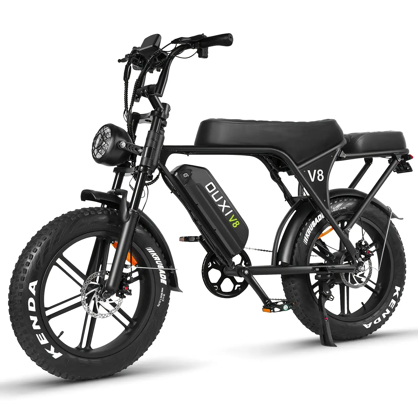 OUXI Electric Bike, V8 Electric Mountain Bike With 500W Motor 48V 15Ah Removable Larger Battery 19mph 20" Fat Tire E Bike 7-Speed Adult Electric Bicycles, Electric Dirt Bike, Electric Mountain Bike, Electric Bicycle For Adults, Electric Bike, Black