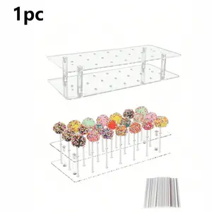 Acrylic 21-Hole Cake Lollipop Display Stand, Transparent Candy Rack for Wedding, Halloween, Christmas, Birthday Party Decorations