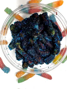 Blue raspberry chamoy sour worms