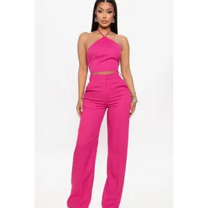 Sunset Views Linen Pant Set 33 - Magenta M