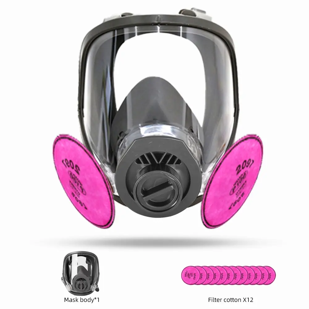 Full Face Respirator Mask with Activated Carbon, Low Allergenicity, Anti-Fog, Safety Equipment, Modern Breathing Mask, Adjustable Strap, Protective Mask, Safety Gear