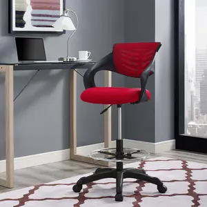 Modway Thrive Mesh Drafting Chair in Red
