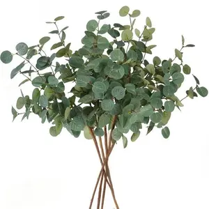 5 Artificial Eucalyptus Leaves Long Stem Plant Branches, Rustic Style Vase Bouquet Decor, Wedding Greenery Decoration, Home Decoration Bouquet