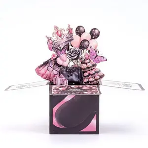 3D Birthday Card with Balloon & Cake Design, 1 Count Elegant Birthday Greeting Card with Envelope, Decorative Gift for Birthday Celebrations, Fun Party Cards