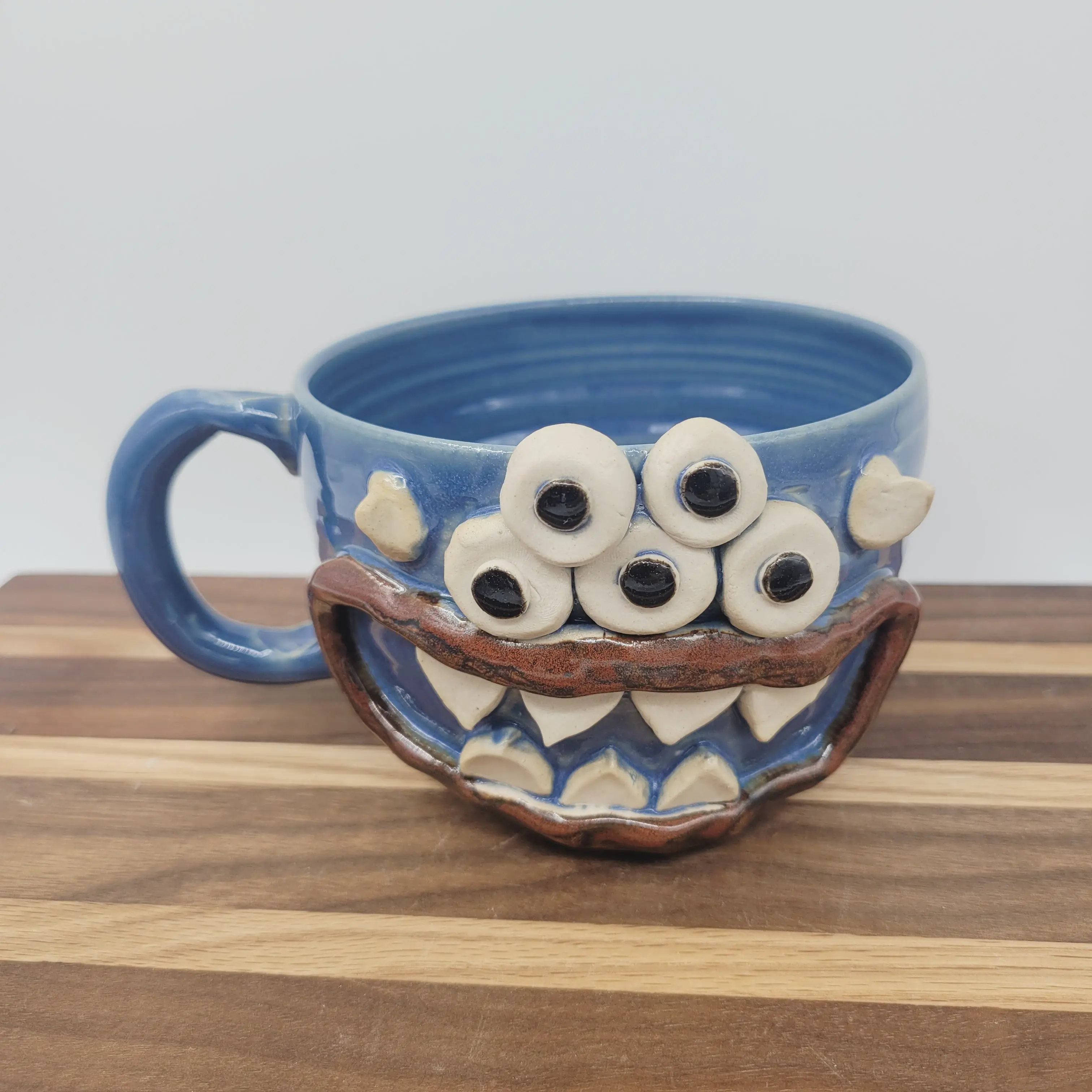 Eyeball Monster Soup Mug | Funny Cereal Bowl | Mother with Sense of Humor | Blue