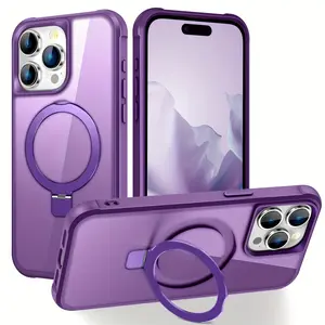 Magnetic for iPhone 17 16 15 14 13 12 11 Pro Max Case, Phone Case with Magnetic Invisible Stand Kickstand Ring Holder Slim Thin Soft Shockproof Bumper Women Men Cover