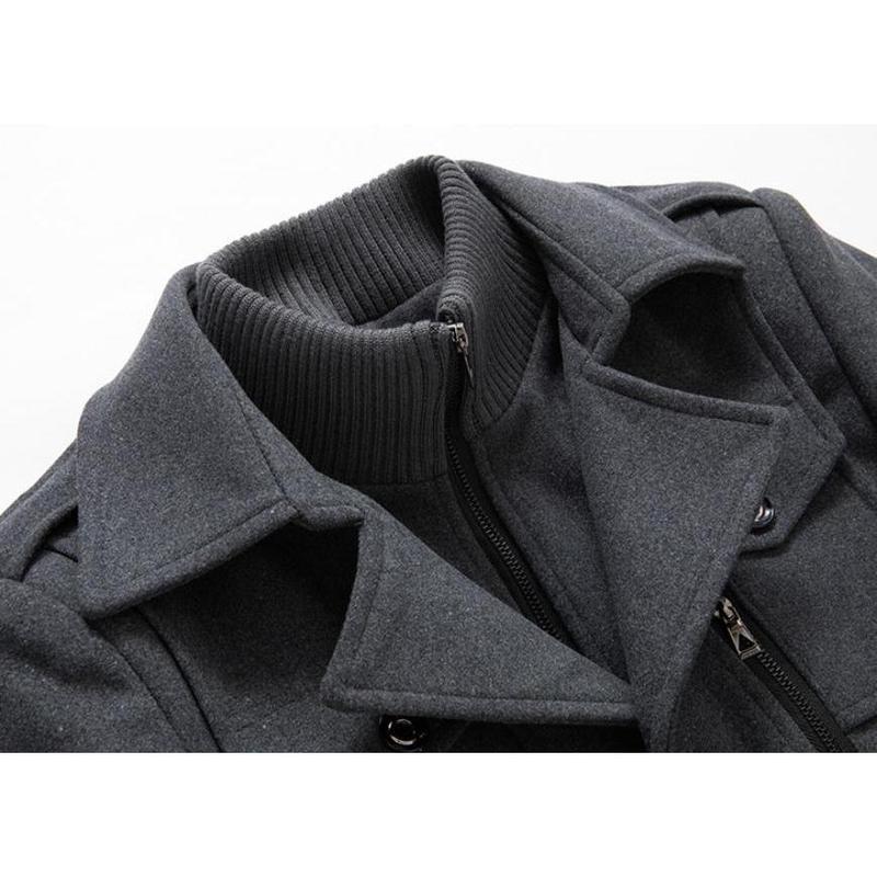 Men's business woolen coat fashion double neck medium and long woolen coat, autumn and winter