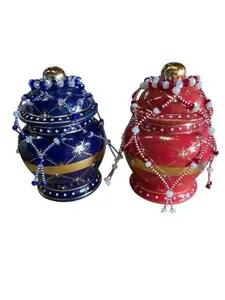 Jimagua Sopera de Jimagua Ibeji Ideu Traditional Osha Ifa Soperita with Bead Net Canister - Wooden Organiser in Tin