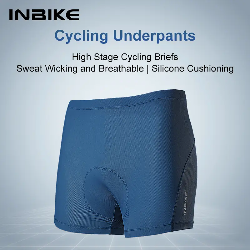 INBIKE Men's High Stage Cycling Underpants, Padded Cotton-Elastane Biking Underwear, Sweat-Wicking & Breathable for Long Rides in All Seasons, Breathable Pads