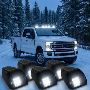 No Drill Solar Cab Lights for Truck (5pcs), Amber Wireless Roof Clearance Lights, Waterproof Universal Pickup Accessories 2025 New