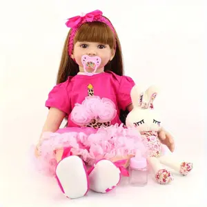 GUESSBELLY 60Cm 24inch Baby Reborn Cloth Body Doll Princess Toddler Toy for 3+ Girl Gift, Lifelike Soft Vinyl Lovely Princess Play House Toy