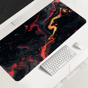 Black and Red Marble Abstract large-sized gaming mouse pad, aesthetic desktop protection pad, anti-slip rubber lock edge high-definition printing, suitable for computers, laptops, offices, homes, schools, as a gift for family