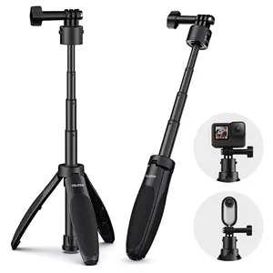 TELESIN 40cm/15.75'' Selfie Stick Tripod, Quick Release Portable Vlog Camera Selfie Stick Handle Grip Monopod for GoPro 13 12 11 10 Max/Insta360 X5/AKASO/DJI Osmo Action 6 5 pro Osmo Nano Accessories