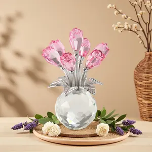 Simulated Crystal Rose Decorative Ornament, Artificial Flowers, Artificial Flower Arrangements, Home Office Living Room Decoration, Perfect Gift Choice, Anniversary Present