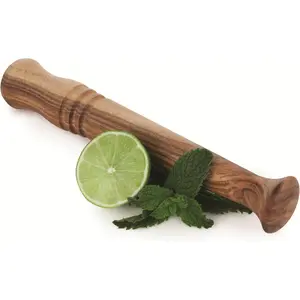 Acacia Wood Mojito Muddler for Cocktails with Jute Storage Pouch, Bar Accessories, Cocktail Muddler, Drink Muddler, Set of 1, Wood Grain