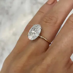Oval Cut Color Moissanite Ring Jewelry for Women Engagement Wedding Lady's Gift Luxury