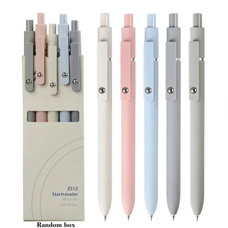 Minimalist Press-Type Quick-Dry Carbon Pens, Set of 5 Medium Pens for Journals, Office Stationery Supplies, School Markers, Women Gifts, Aesthetic Pens, Writing Pens