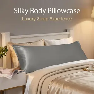 Bedsum Satin Body Pillowcase with Envelope Closure, Luxurious and Silky Pillow Case for Hair and Skin, 20x54 inches