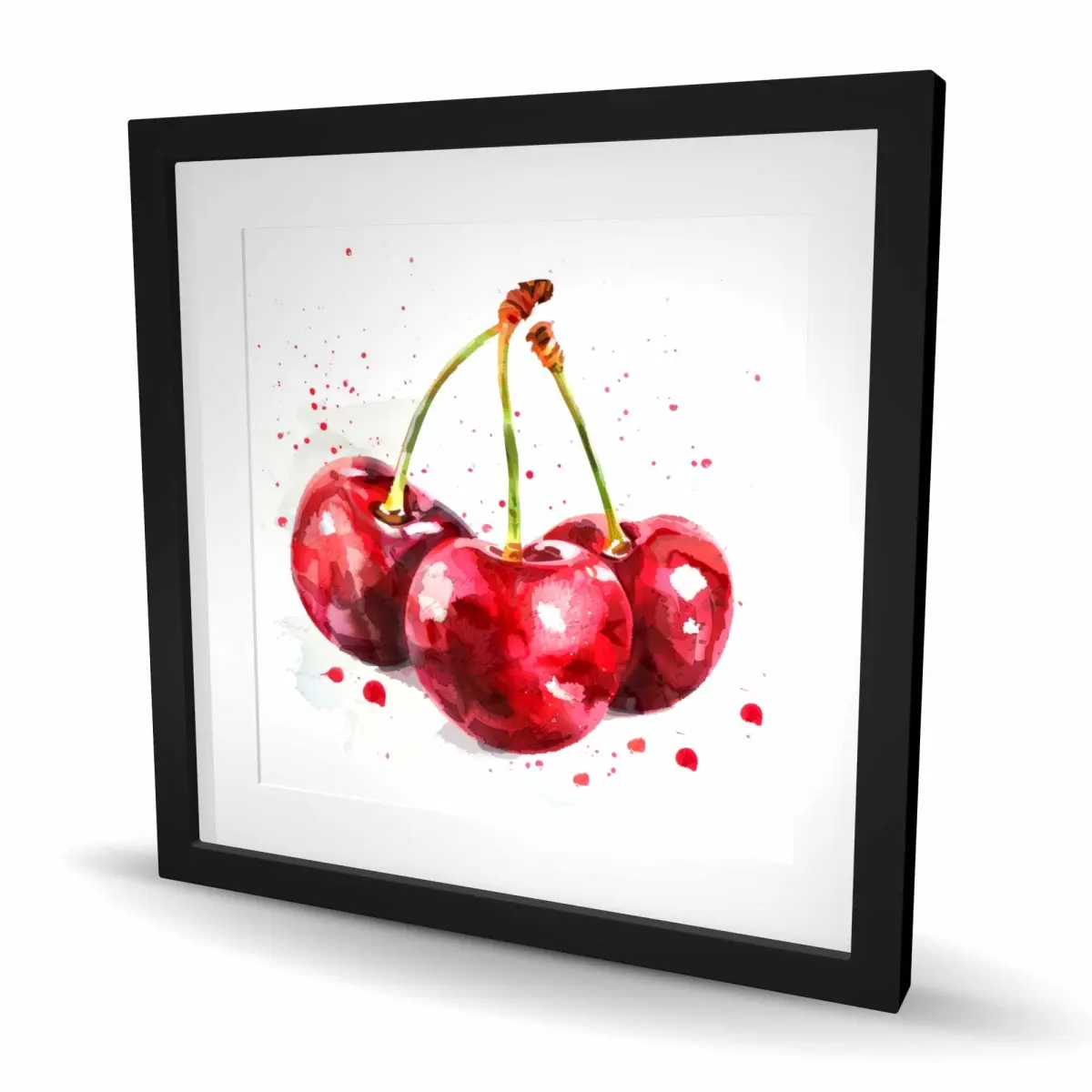 212 MAIN The Cherries 24x24 in. Beige Framed Matted Wall Print - Contemporary Gallery Art, Artistic Nature Photo for Home Decor Inspo Supplies