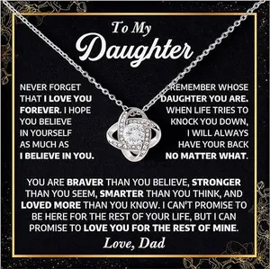 Daughter Gifts From Dad, To My Daughter Necklace From Dad, Daughter Necklace, Love Knot Necklace, Father Daughter Necklace, Birthday Gift, Gift For My Daughter, Christmas Gift To Daughter From Dad