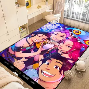 KPop Demon Hunters 56 cartoon print carpet, home living room, bedroom, office chair under carpet, holiday gift for family and friends, Christmas decoration carpet