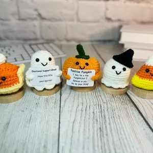 Encouraging Crochet Gifts Thoughtful Presents for Friends and Coworkers Emotional Support Ghost Positive Pumpkin Design